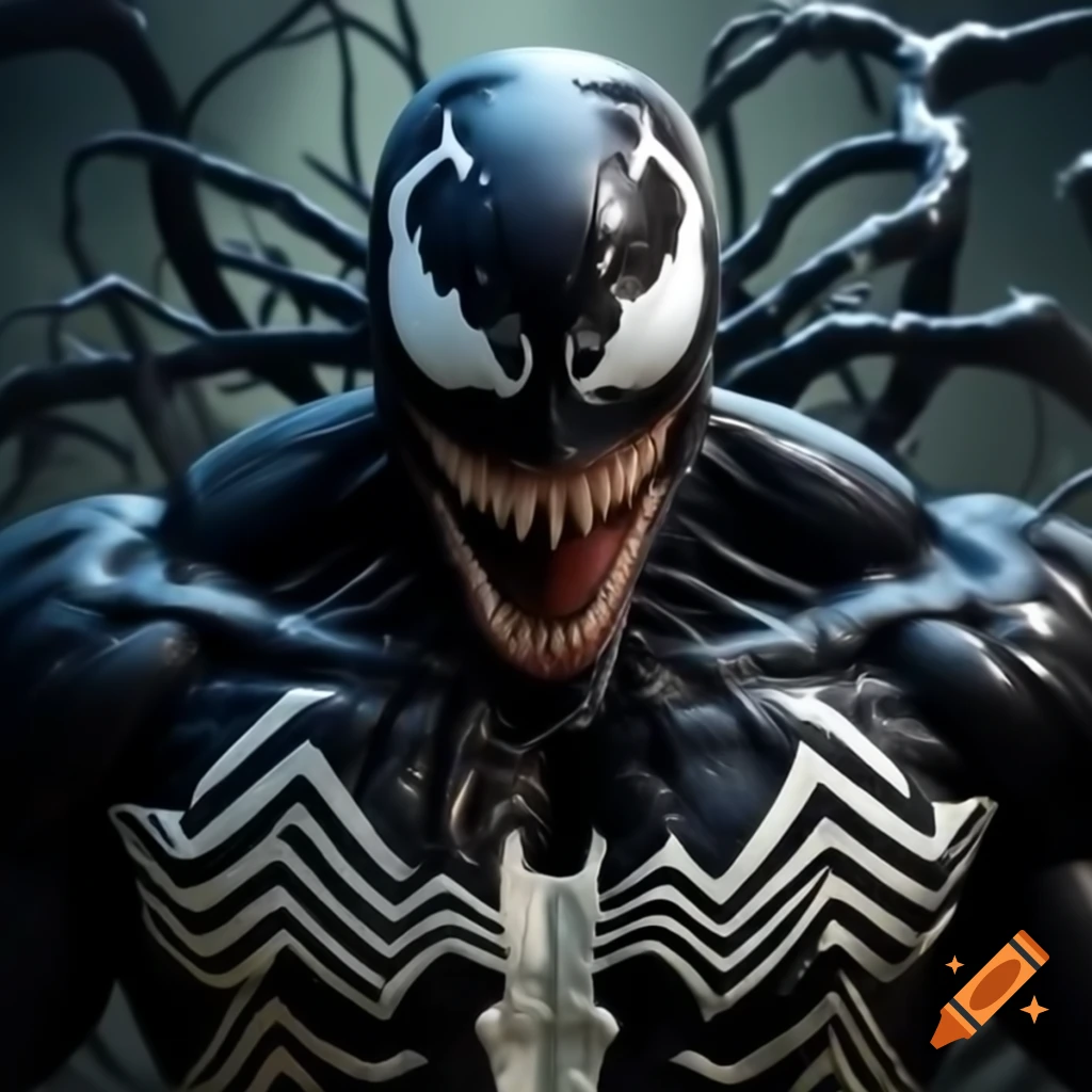 Venom symbiote interacting with a zombie character