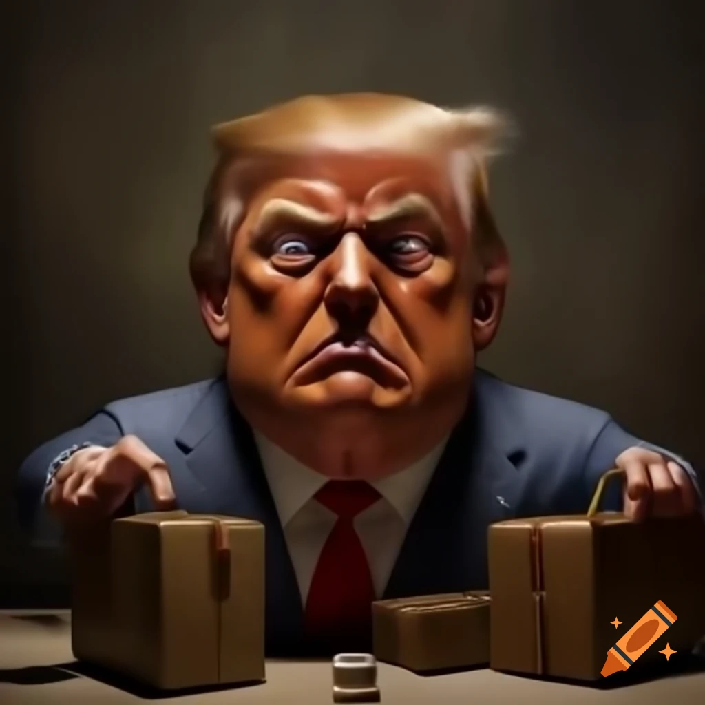 Melania Trump frowning and packing suitcase in detailed photorealistic style