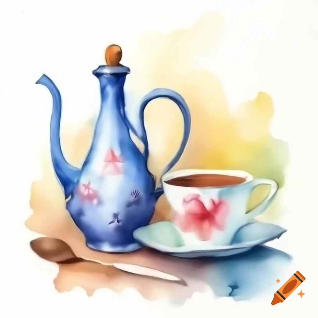Half-finished still life watercolor painting