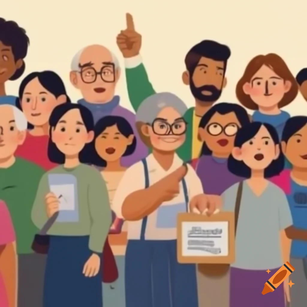 Diverse Filipino voters including youth, elderly, and professional holding ballots with arrows pointing to ballot box