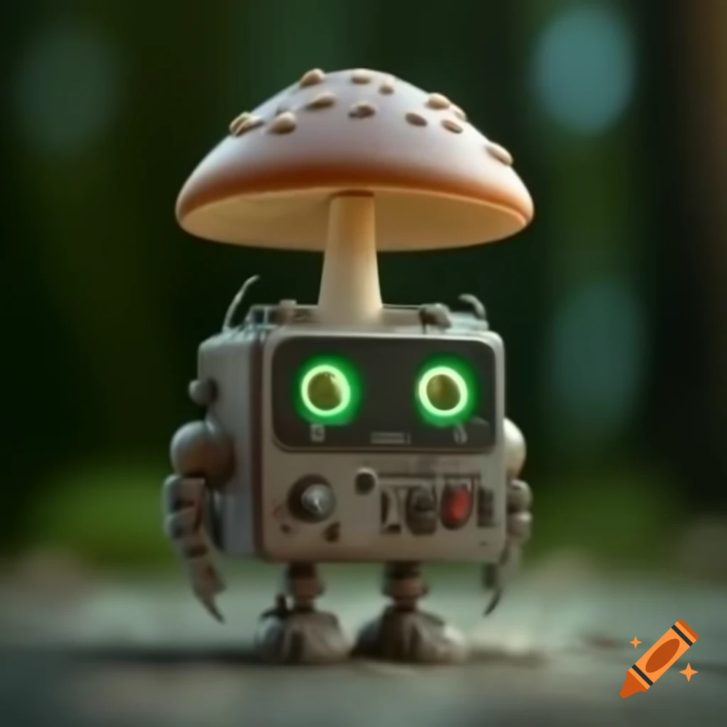 Mushroom manipulating robot, whimsical concept