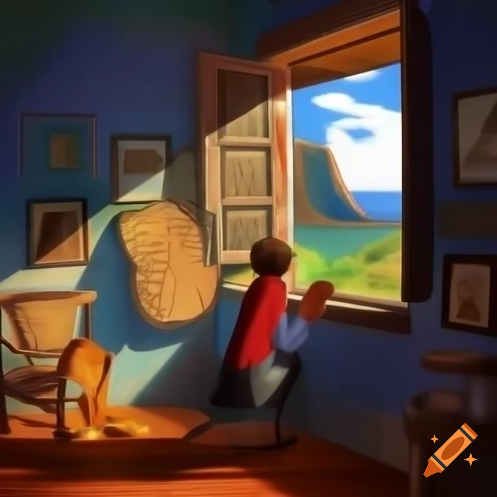 Person sitting by window observing subtly changing landscape