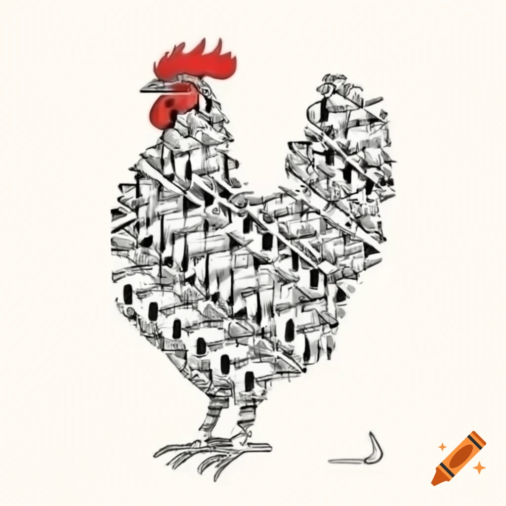 Pattern of chickens inspired by M.C. Escher's style