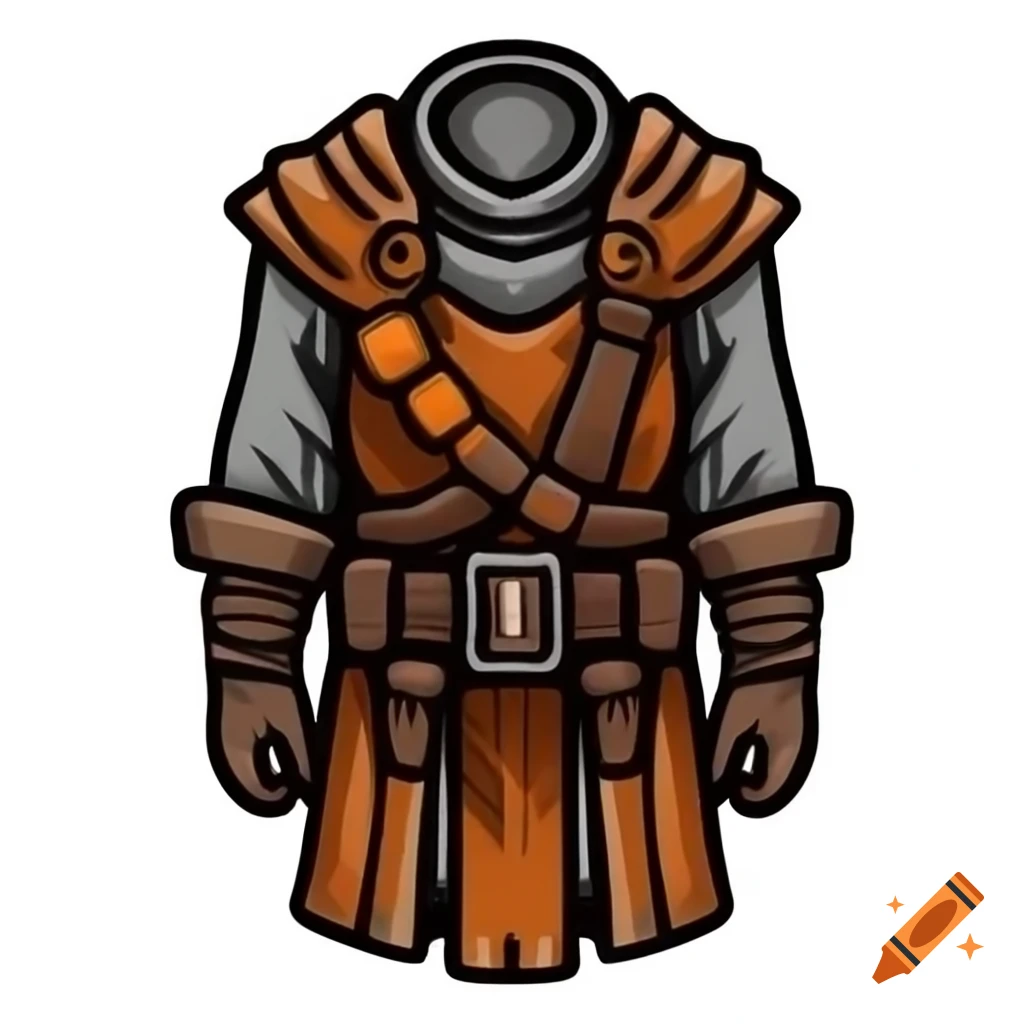 Wool robe with leather armor and iron chestplate in Darkest Dungeon style