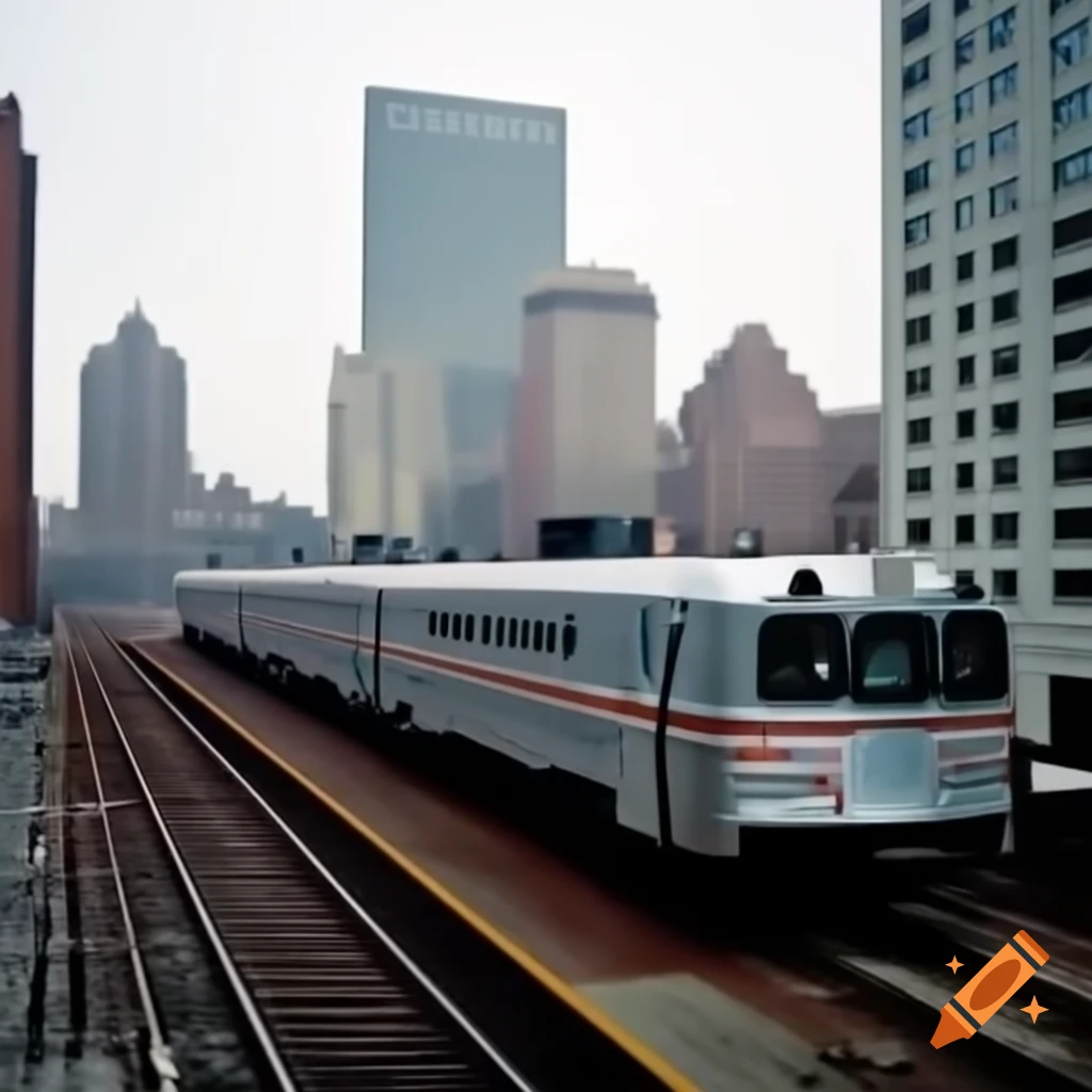 D62A train approaching 74th Street Station among skyscrapers in winter
