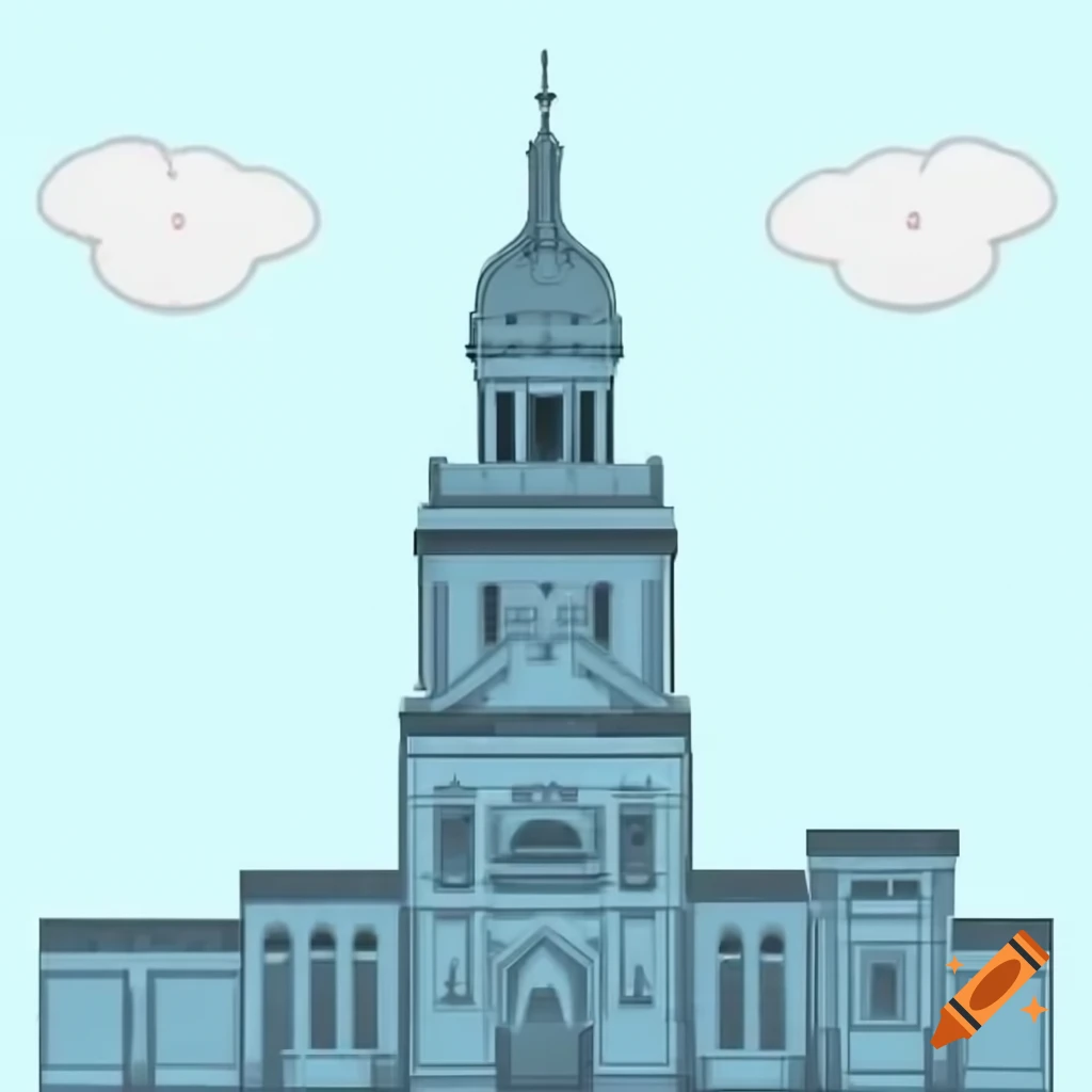 2D drawing of Roger-Gaudry pavilion tower and facade