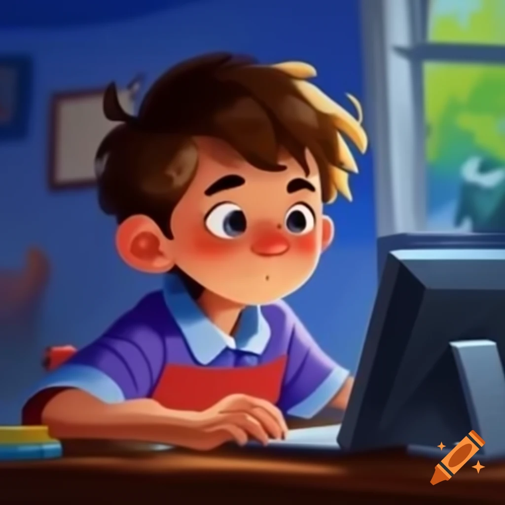 Boy using computer