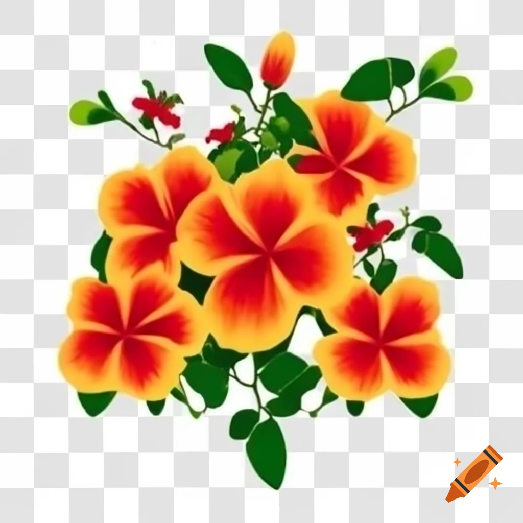 Vibrant red and orange hibiscus flowers