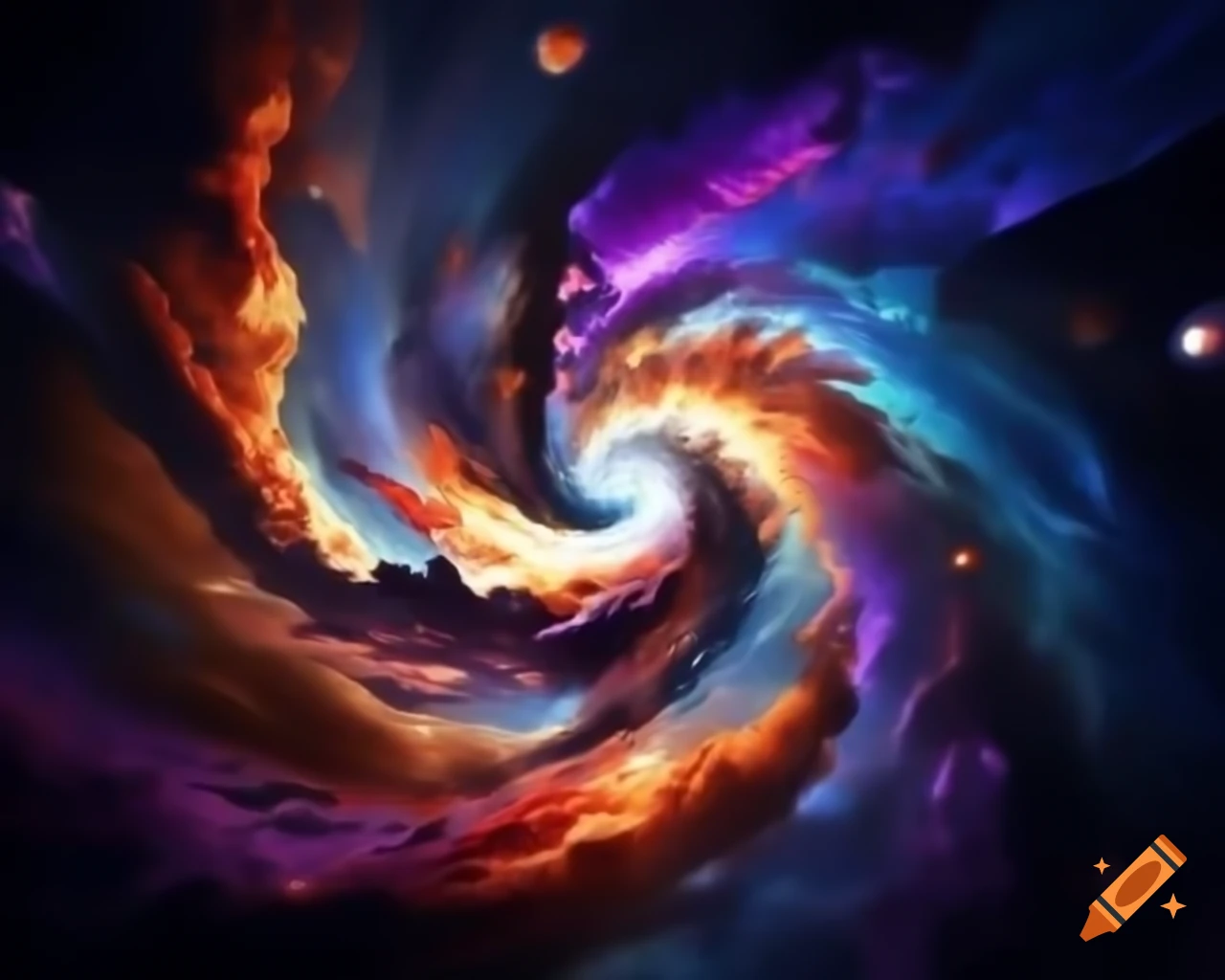 Abstract artwork with vivid colors and swirling galaxies