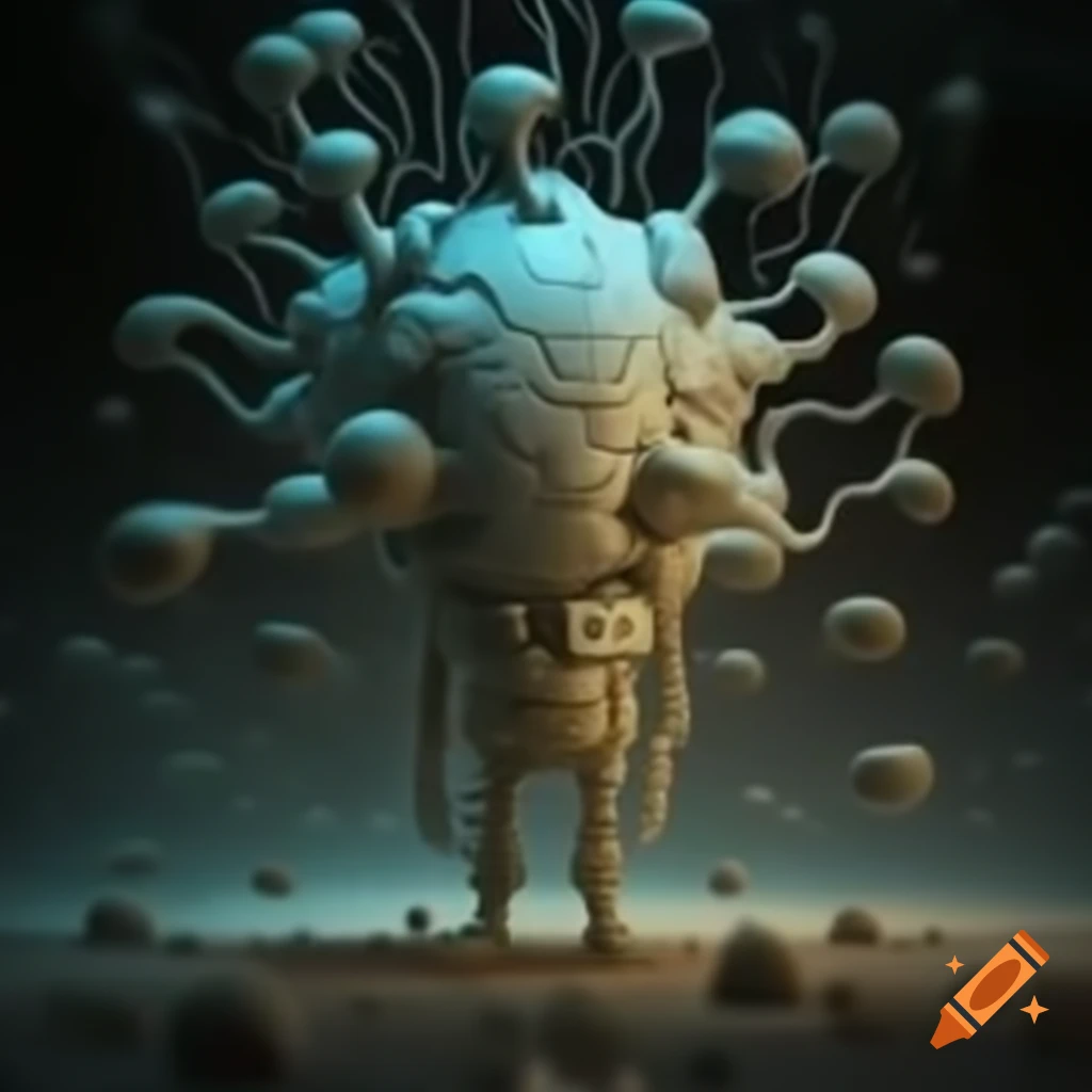 70s sci-fi organic machine art blending light by Akira Toryiama