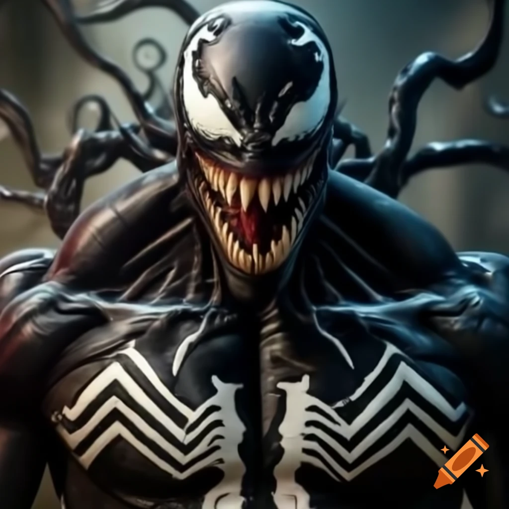 Venom symbiote interacting with a zombie character