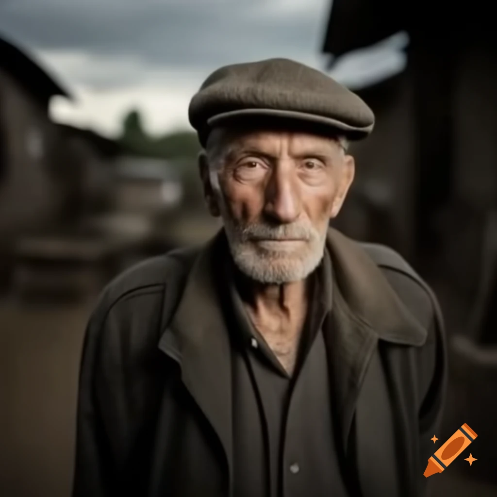 Elderly man in a village setting
