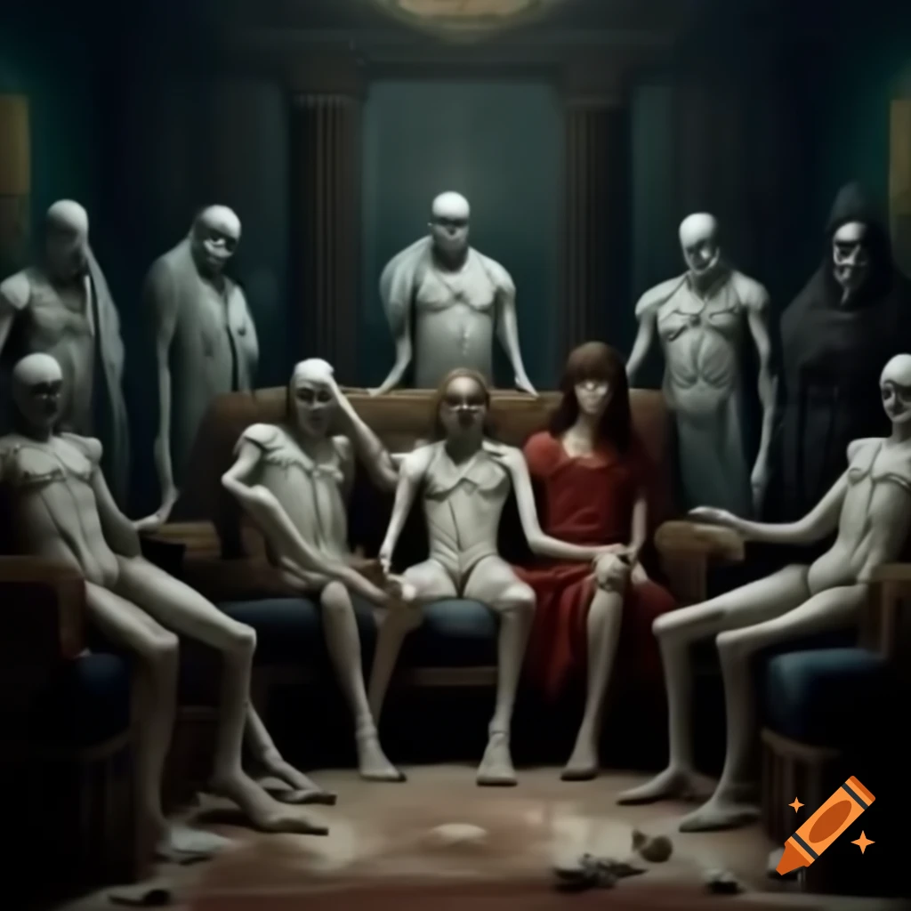 Ghostly warriors in Greek themed underworld waiting room