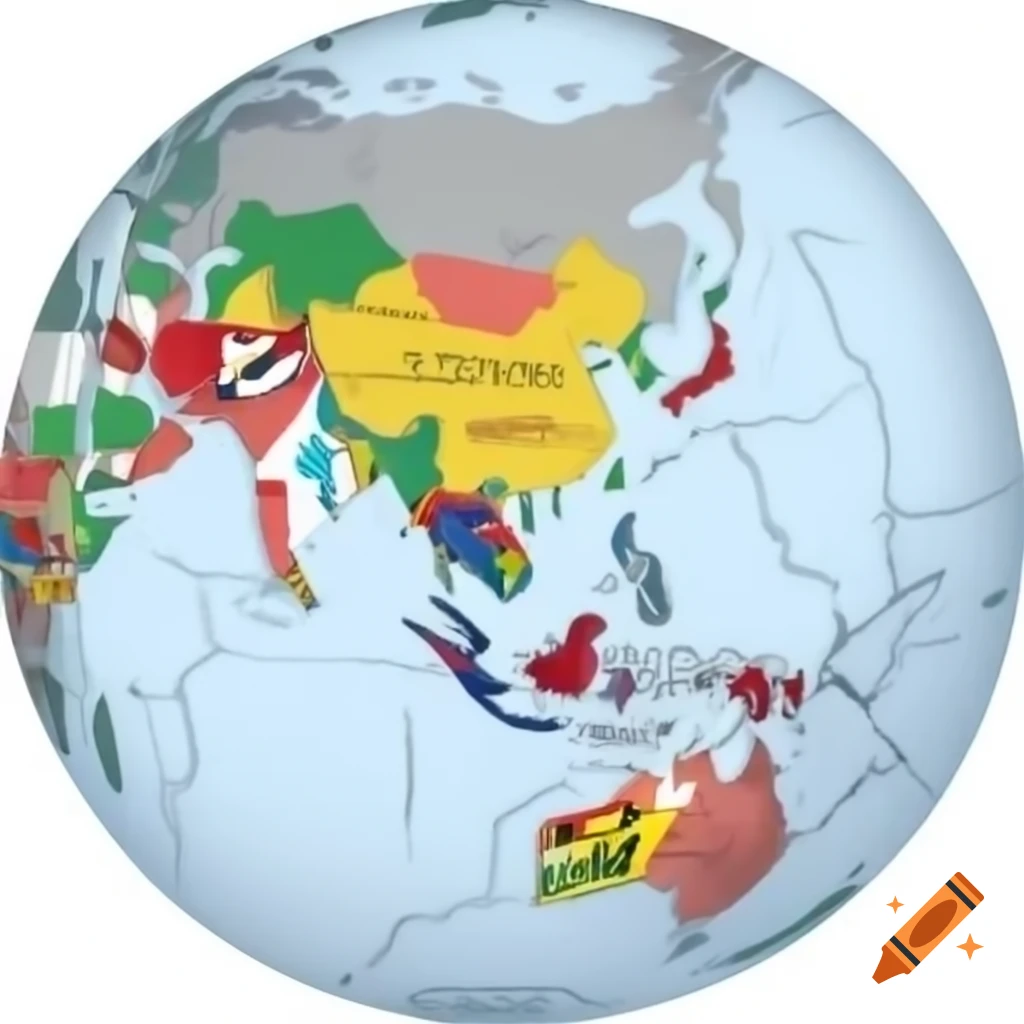 Detailed map of Asia with labels and flags