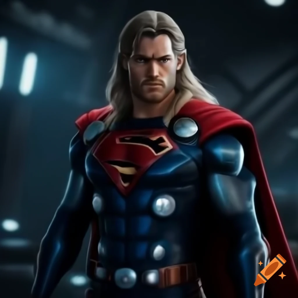 Fusion of Superman, Thor, and Jedi character design