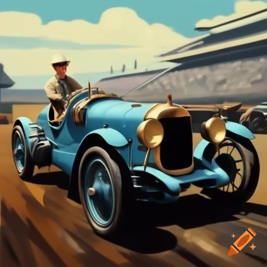 Vintage 1930 racing car poster design