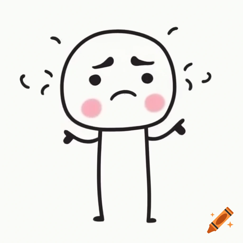 Minimalist cartoon drawing of a cute bored face