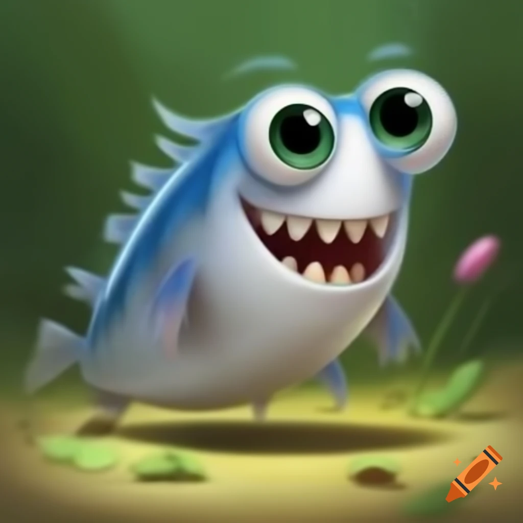 Cute animated anchovies with expressive features