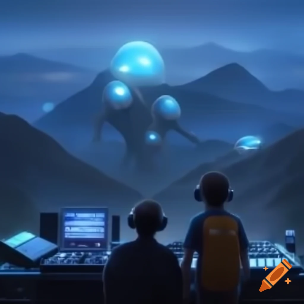 Two djs performing in alien worlds with table mountain in the
