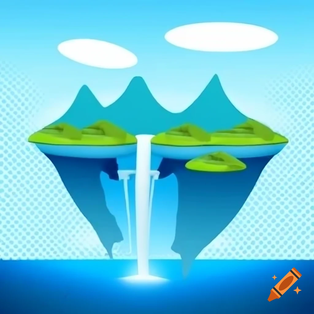 Dreamlike landscape with floating islands and waterfalls