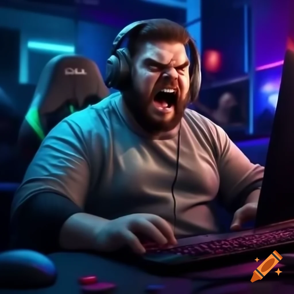 Angry man slamming his gaming desk after losing a game