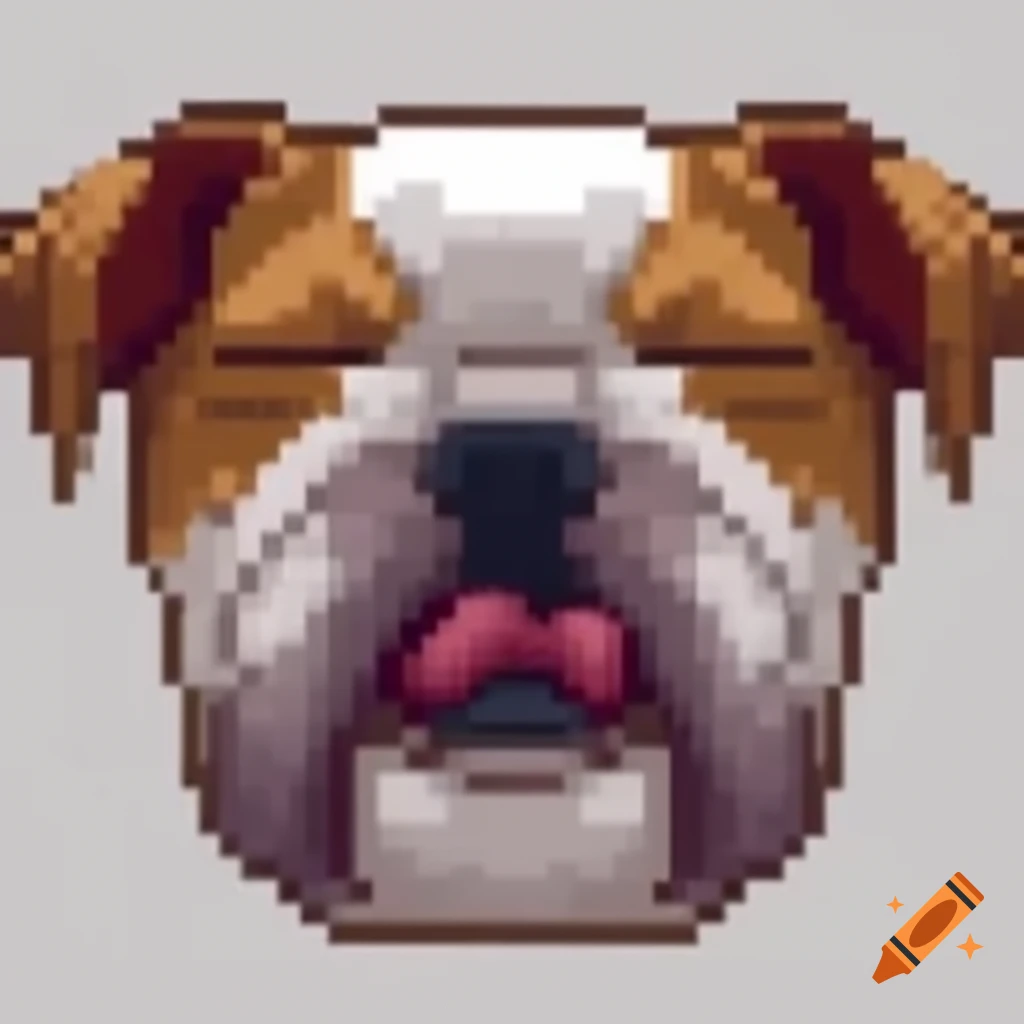 Pixelated logo of a crying dog