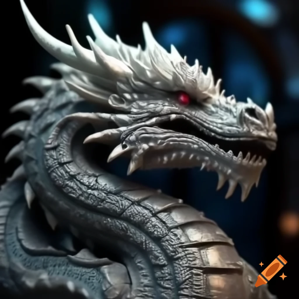Sculpture of a dragon crafted from sparkling jewels