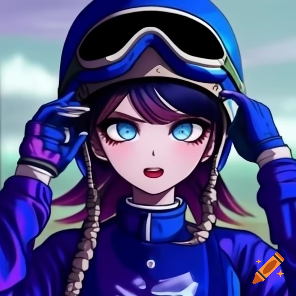 Vibrant athlete in racing attire with helmet, energetic and ready for competition