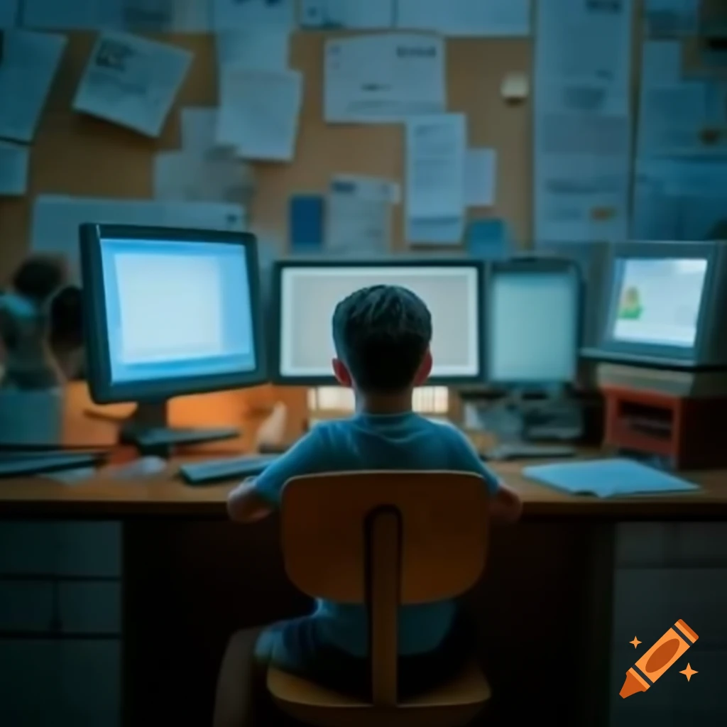 Boy studying computer science lesson at a computer