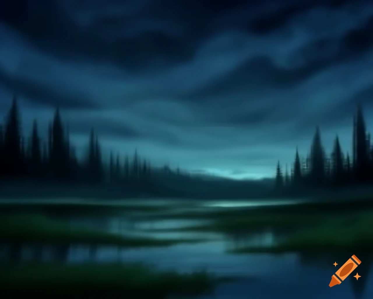 Realistic night sky with rainy forest background