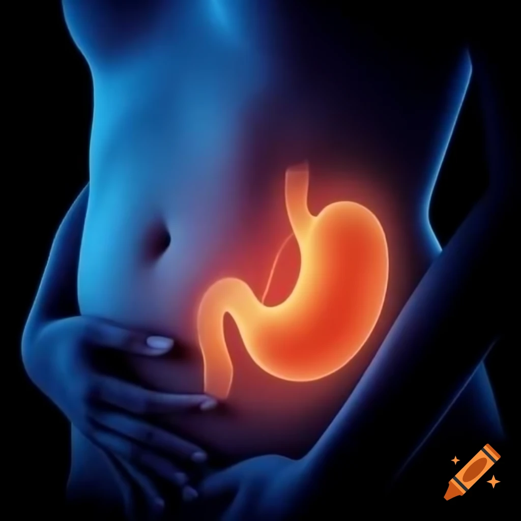 Thermal image depicting a woman with a view of her stomach and a tiny figure inside