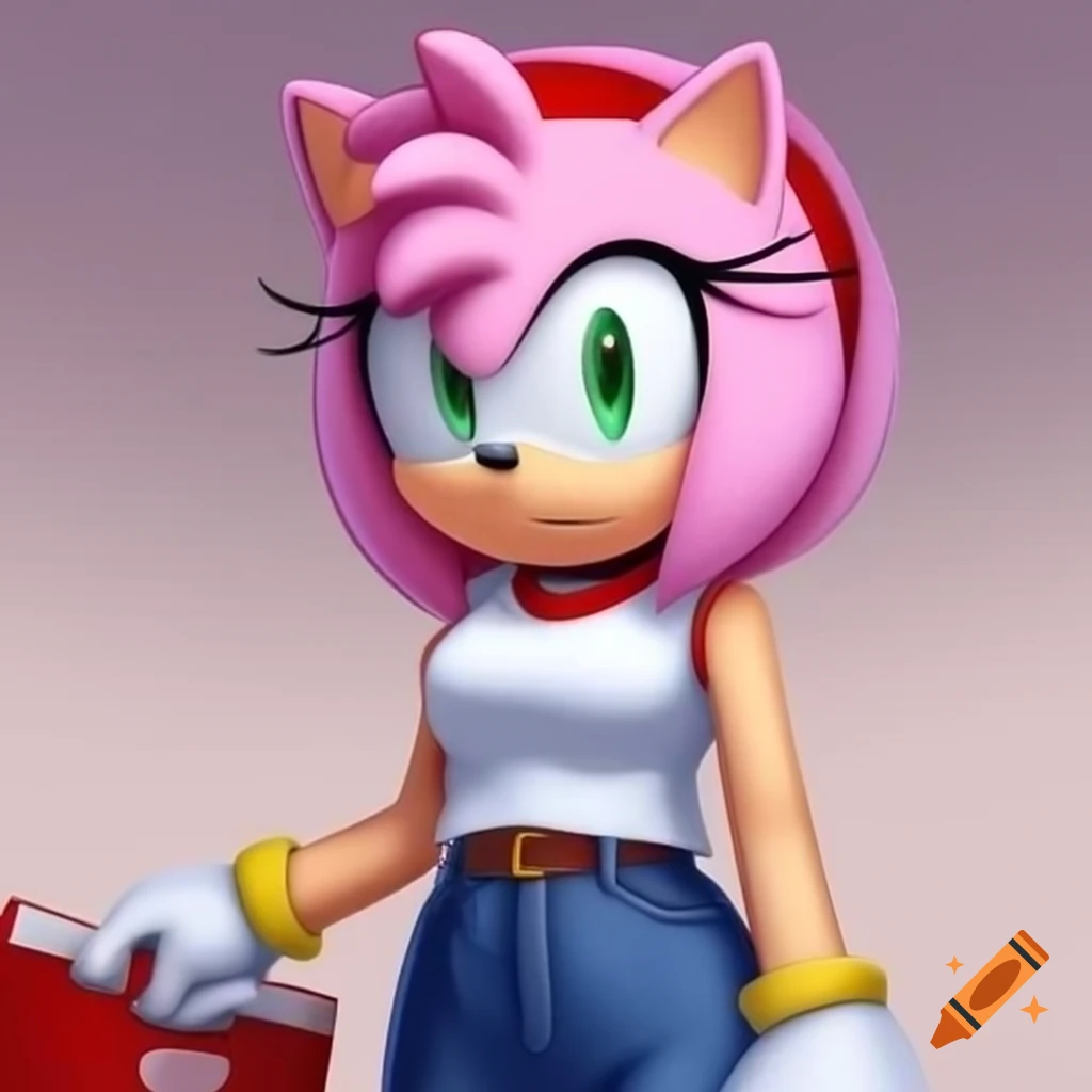 Amy Rose shopping in white sleeveless shirt and blue jeans