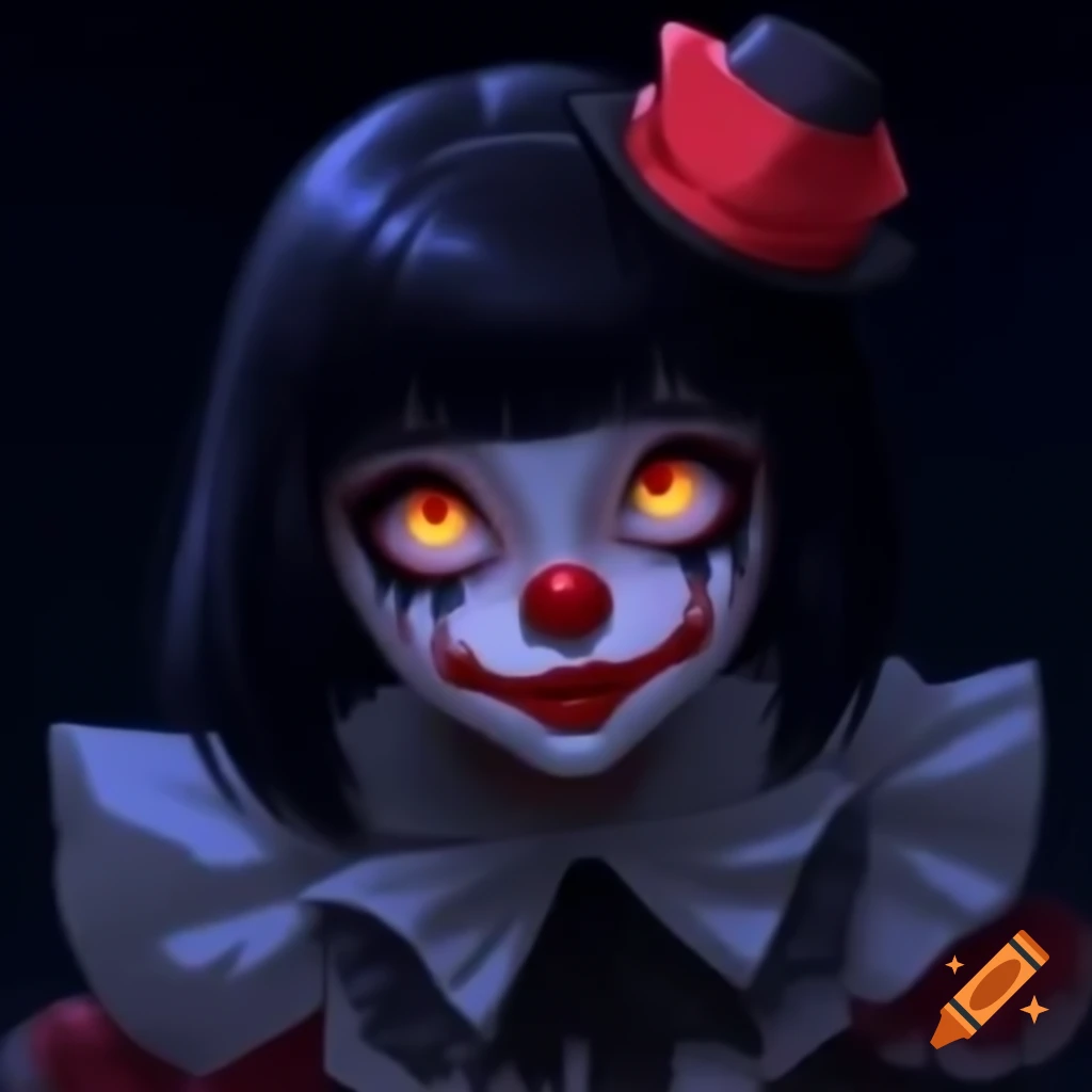 Dark anime clown girl character design