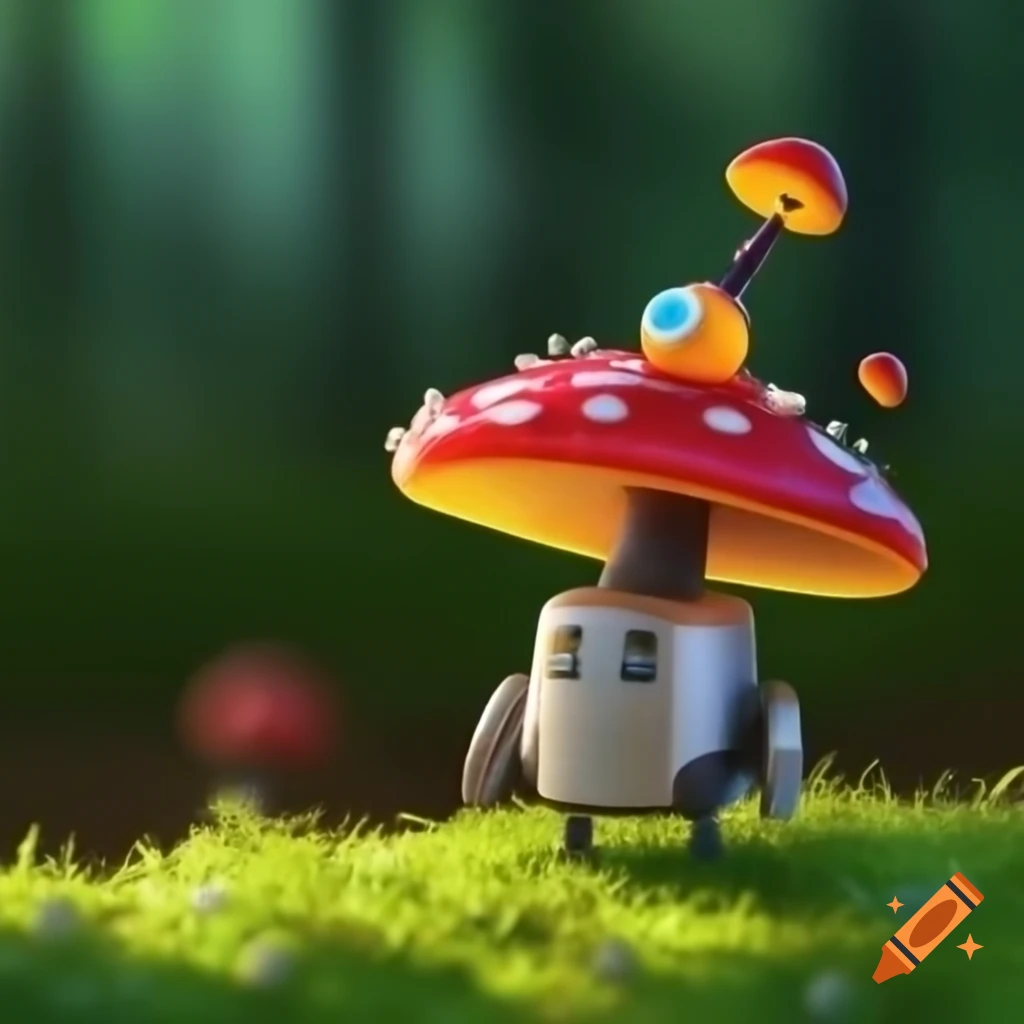 Creative illustration of mushroom robots