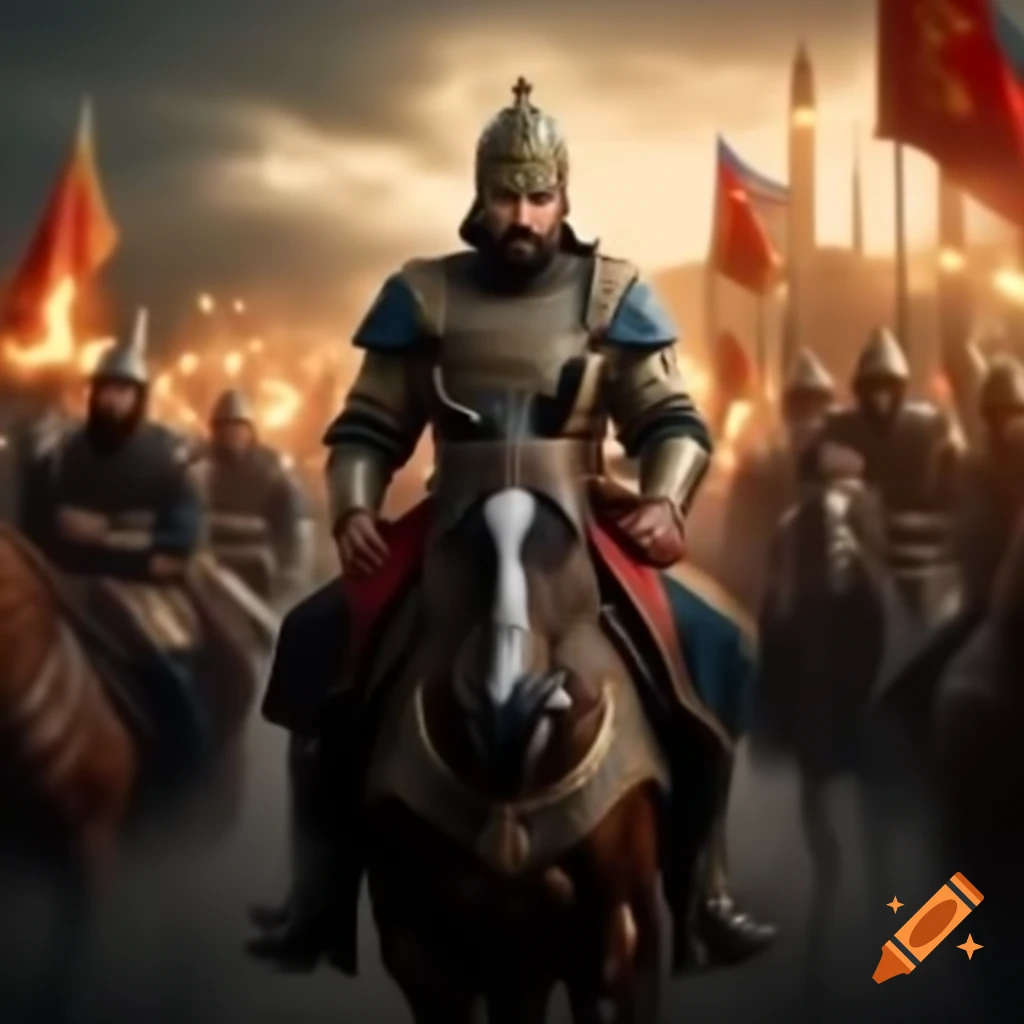 Highly realistic depiction of Sultan Mehmed II during the conquest of Constantinople with bokeh effect