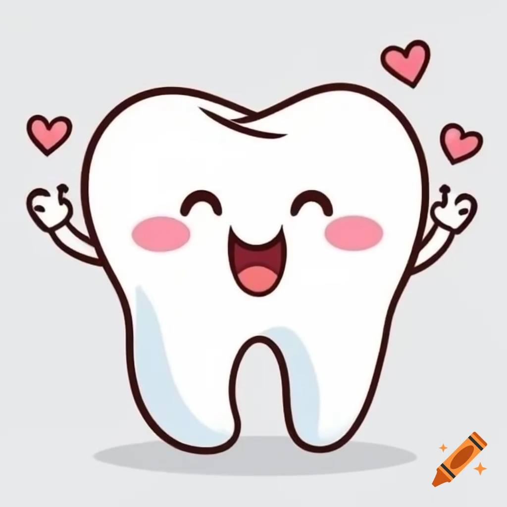 Cartoon tooth character expressing love