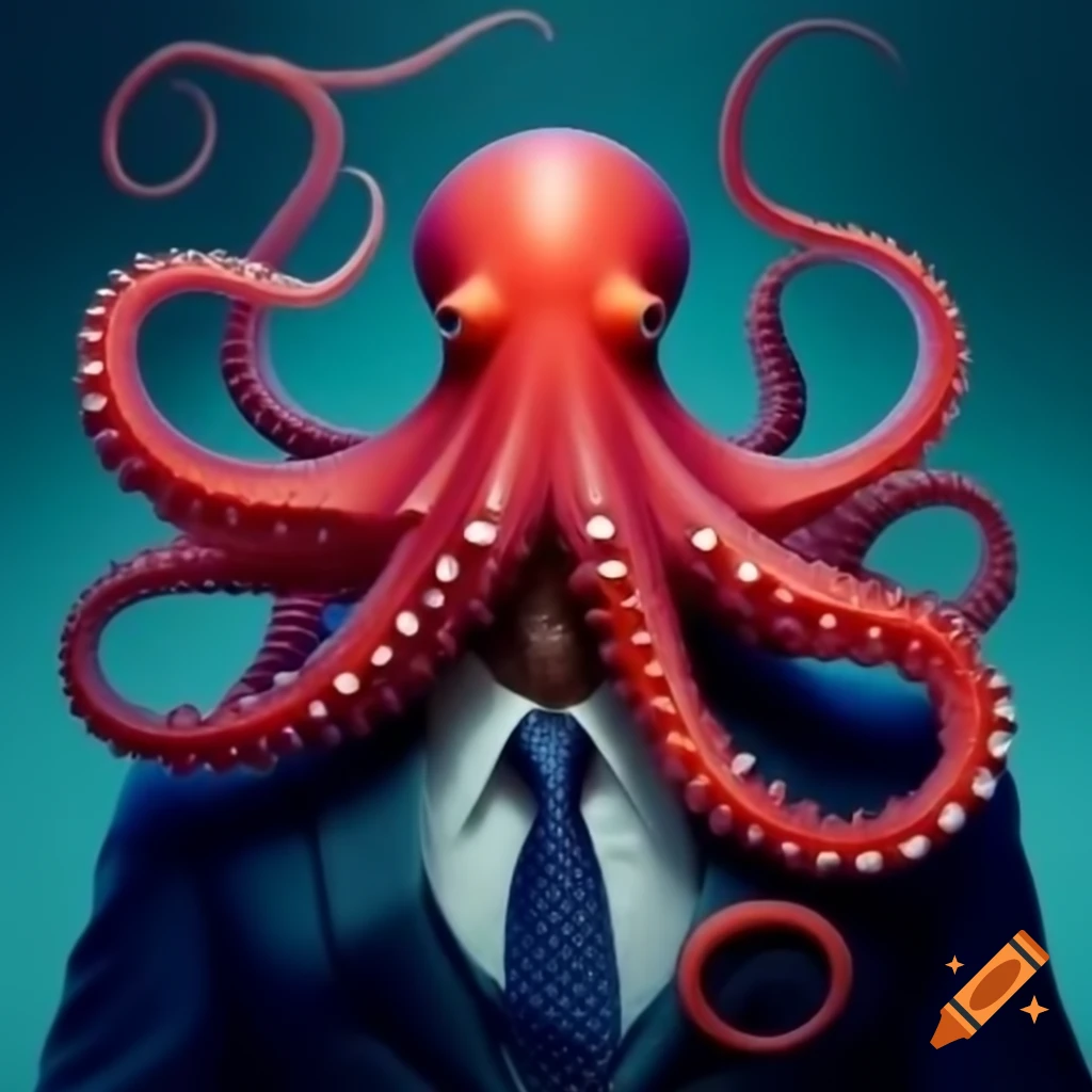 Octopus in a suit with tie, unique NFT artwork