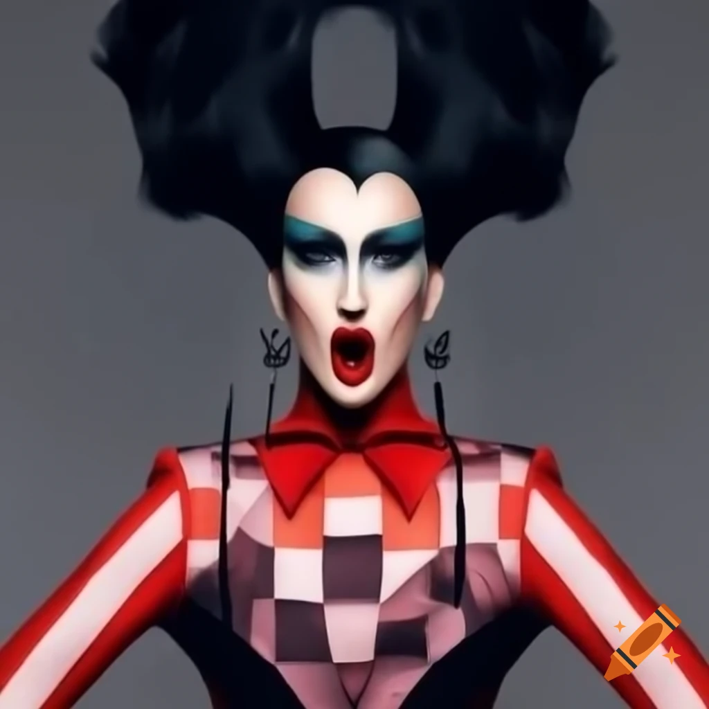 High fashion avant garde gown with bold geometric designs by rupaul s