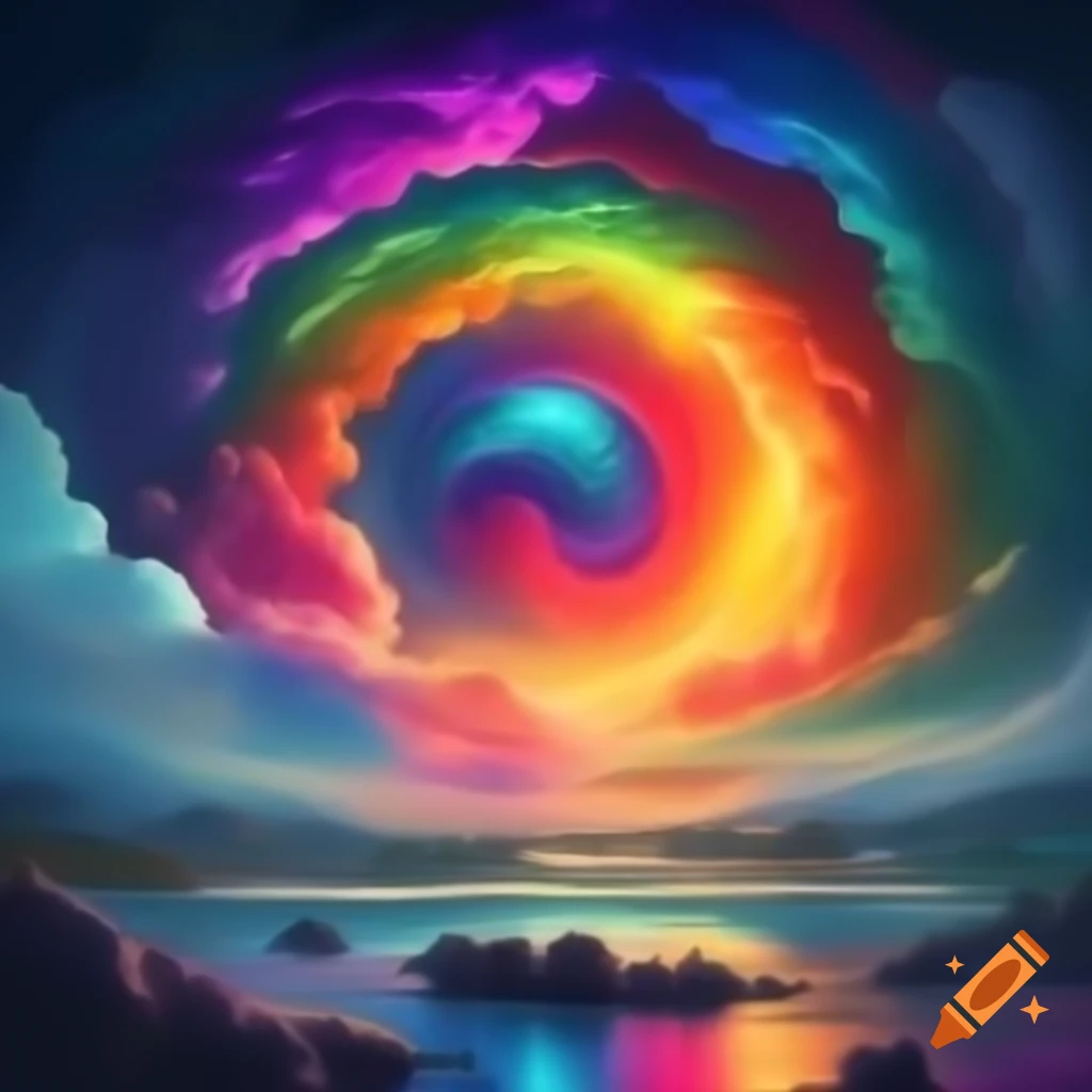 Vibrant digital art showcasing a rainbow