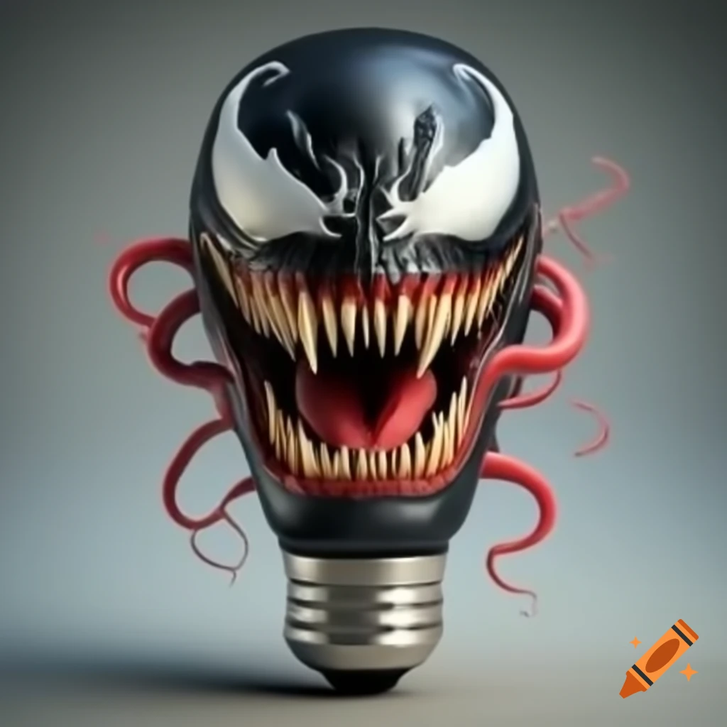 Realistic venom head shaped like a light bulb