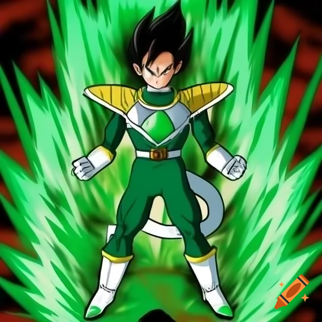 Green Power Ranger Tommy Oliver transforming into Super Saiyan