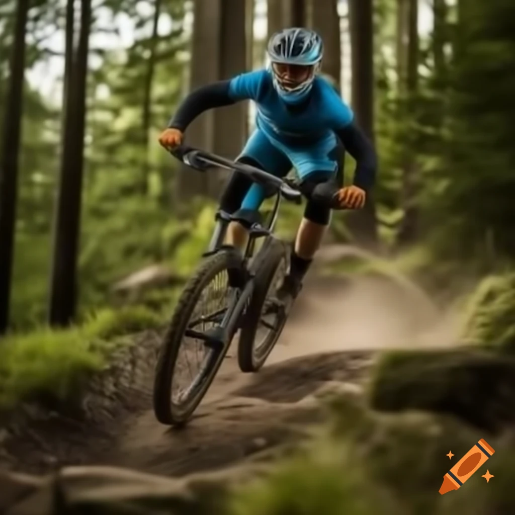 Mountain bike braking on a trail