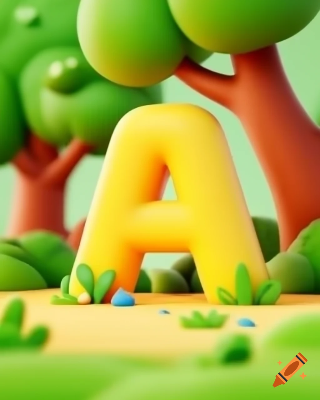 The letter a designed in bright splashy paint on craiyon