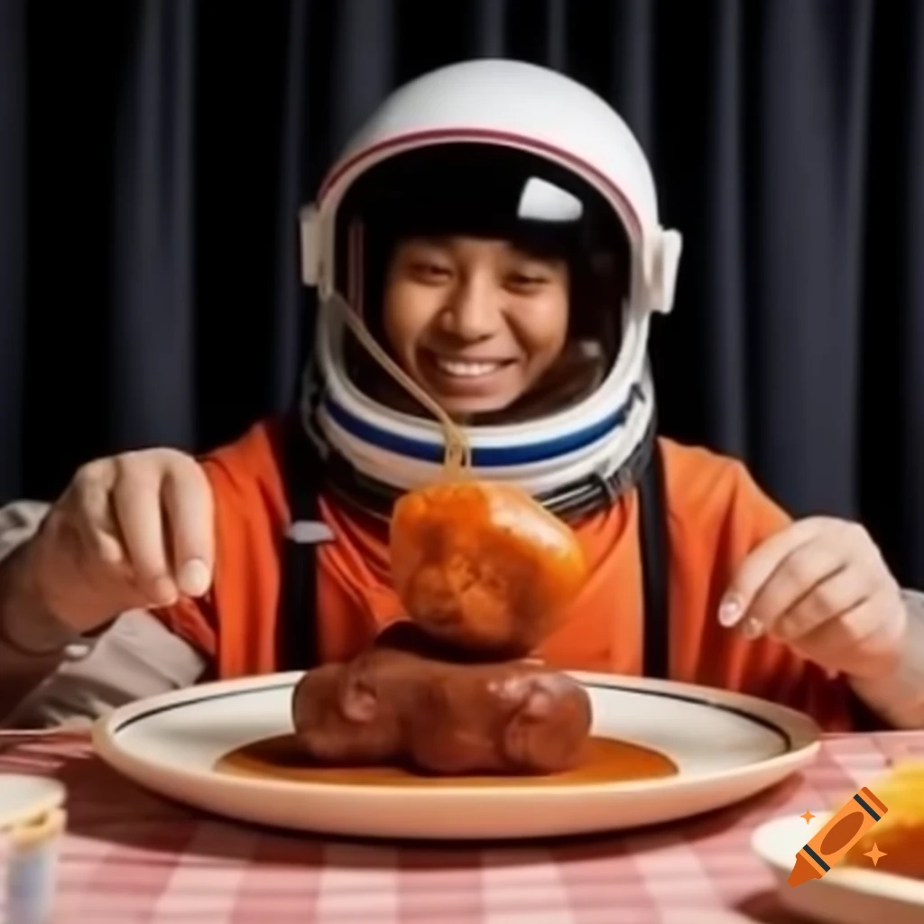 Astronaut beside burnt meat on craiyon