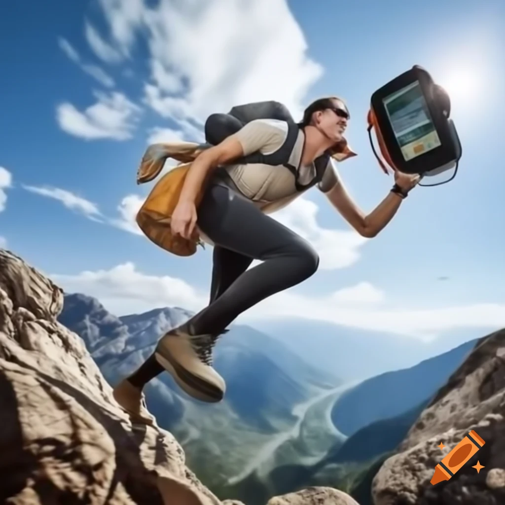 Explorer using GPS to navigate data paths filled with buzzword media blocks