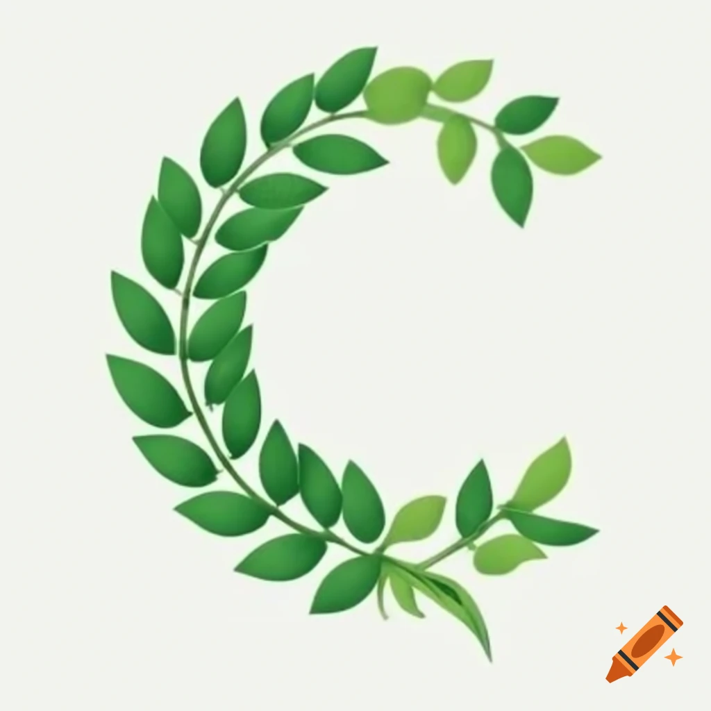Green laurel wreath forming the shape of the letter c on craiyon