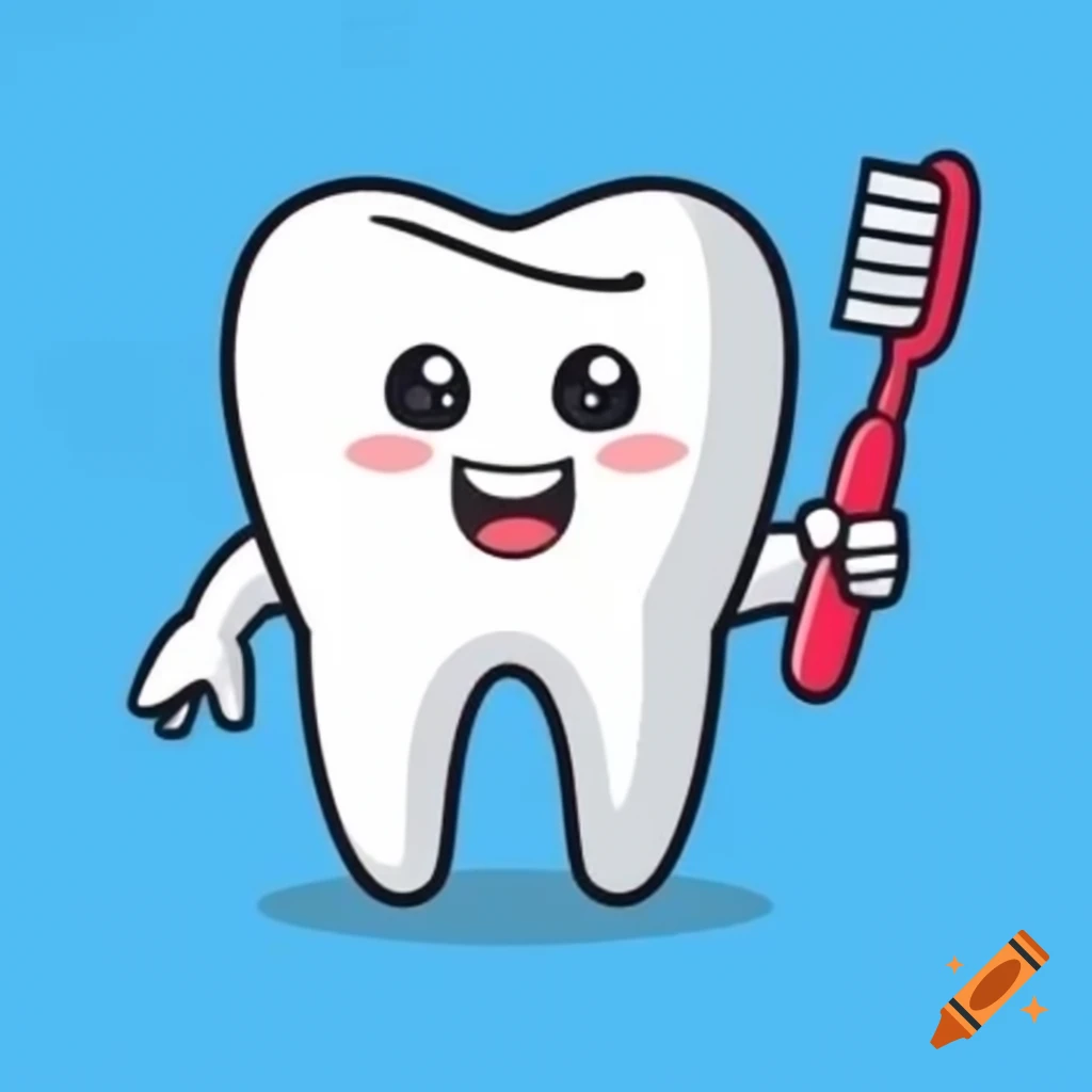 Cartoon illustration of tooth brushing