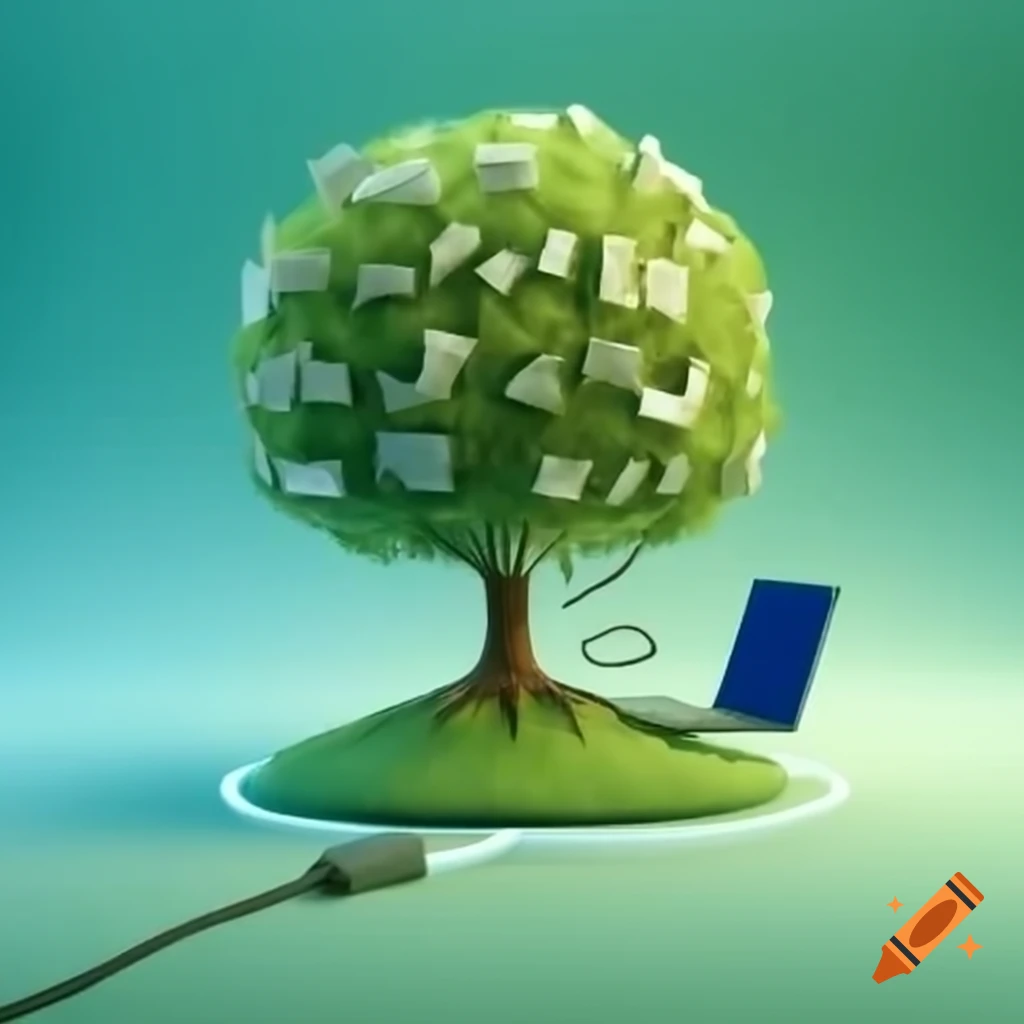 Tree with laptop charging connected to it