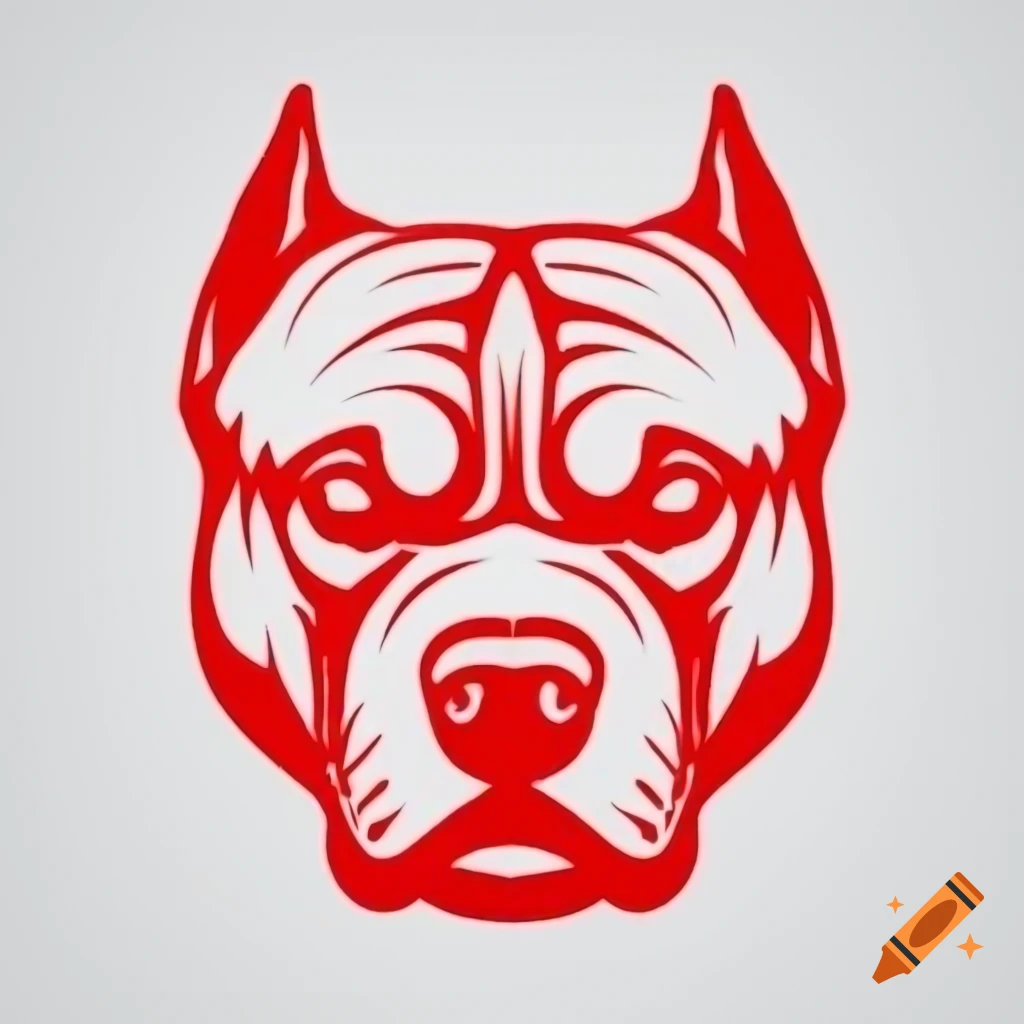 Graphical symmetrical silhouette of a muscular pitbull head in svg