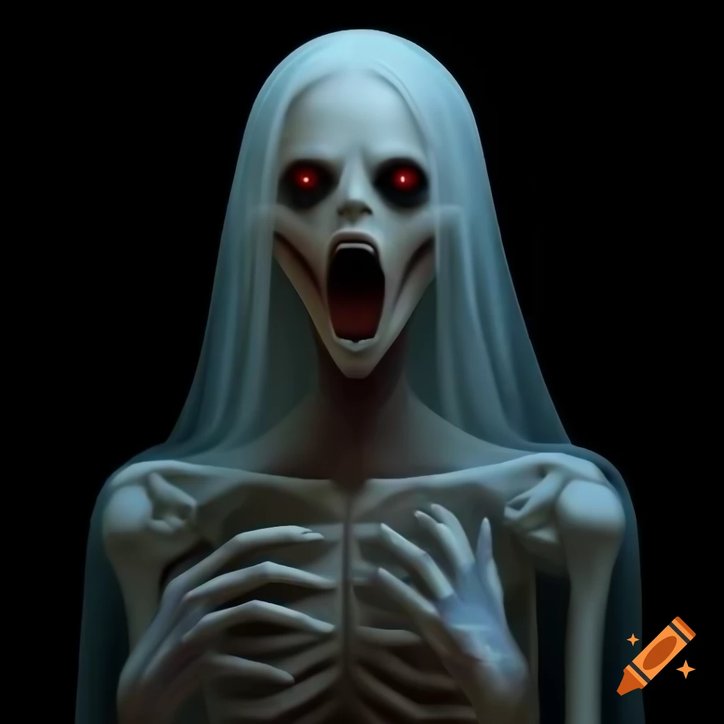 Ghostly figure of a monster with translucent body and biological mutations